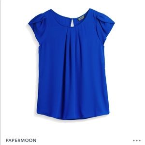 Paper moon bright blue tulip sleeve blouse